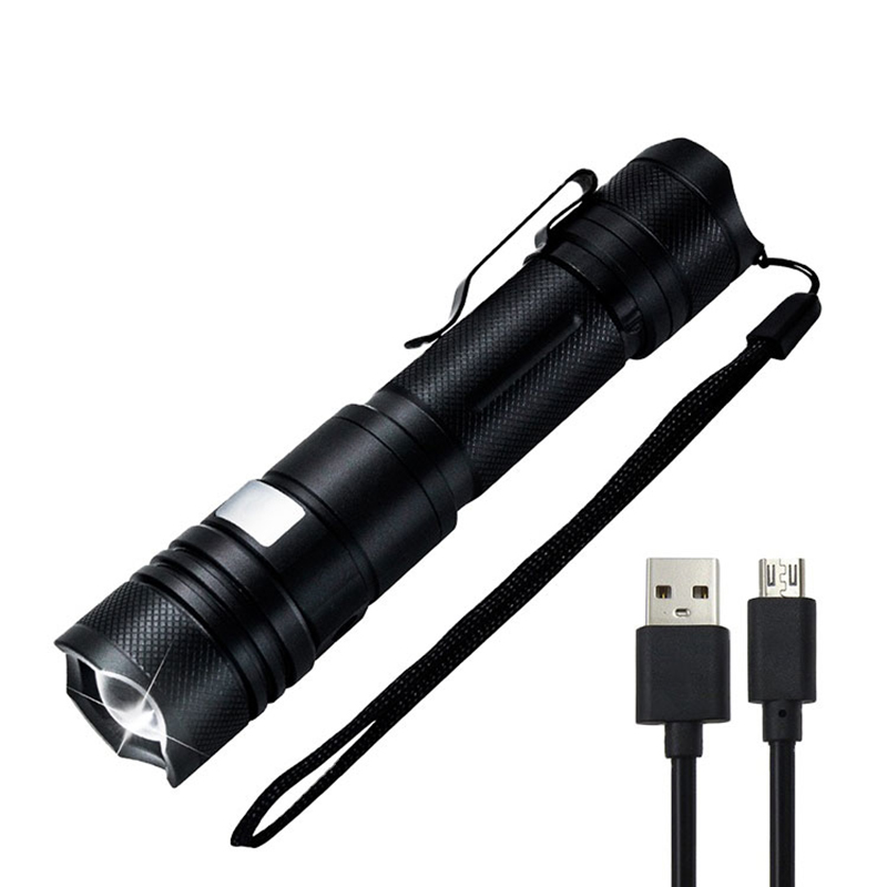 Usb పునర్వినియోగపరచదగిన LED జలనిరోధిత జూమ్ ఫ్లాష్‌లైట్